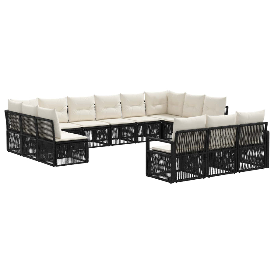 Tuinbankenset 13 pcs Zwart poly rattan