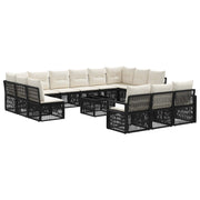 Tuinset poly rattan 14-delig zwart