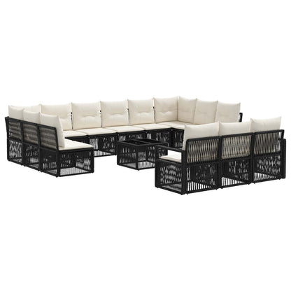 Tuinbankenset 14 pcs Zwart poly rattan