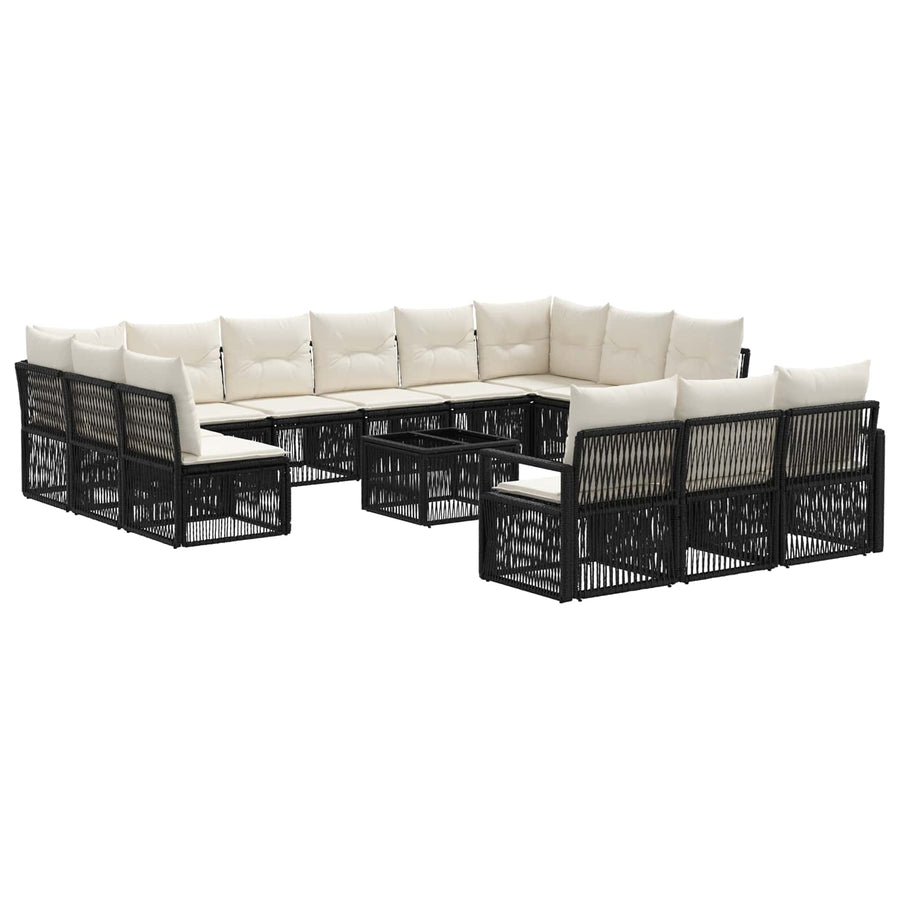 Tuinbankenset 14 pcs Zwart poly rattan