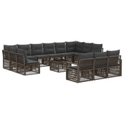 Tuinbankenset poly rattan grijs 14-delig