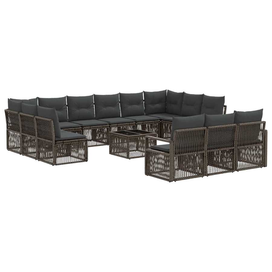 Tuinbankenset 14 pcs Grijs poly rattan