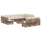 Tuinbankenset poly rattan beige 14-delig