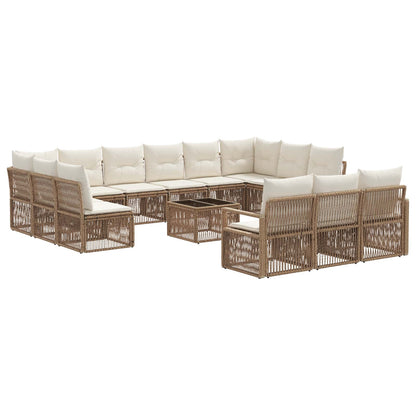 Tuinbankenset 14 pcs Beige poly rattan