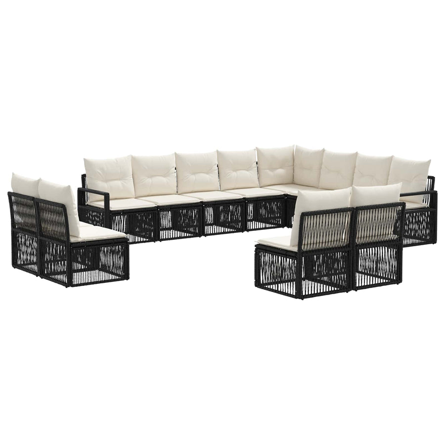 Tuinbankenset 12 pcs Zwart poly rattan