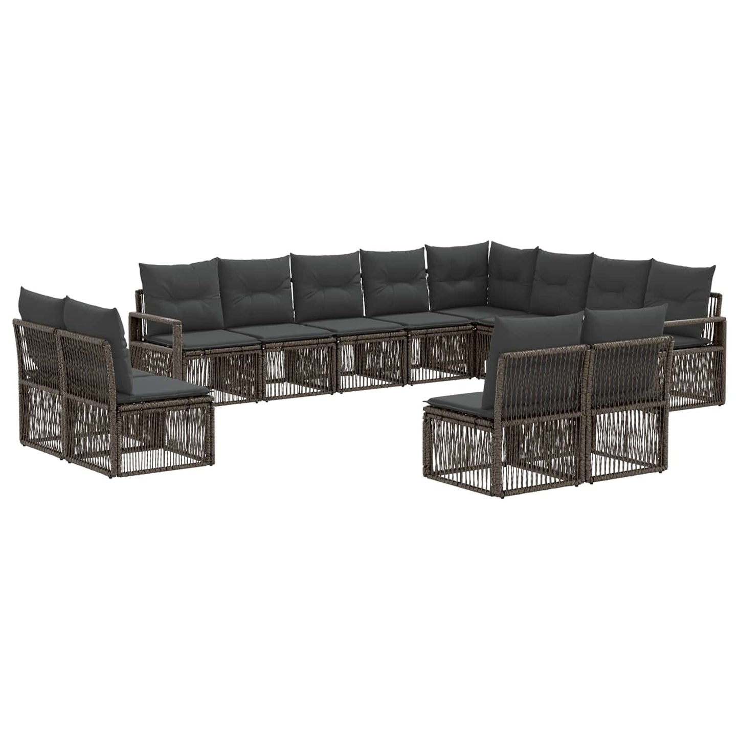 Tuinbankenset 12 pcs Grijs poly rattan