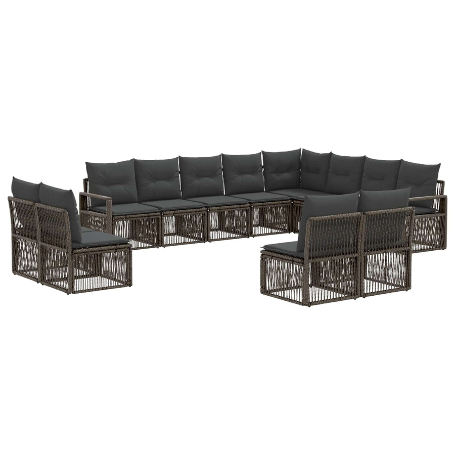 Tuinbankenset 12 pcs Grijs poly rattan