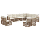 Tuinbankenset poly rattan beige 12 personen