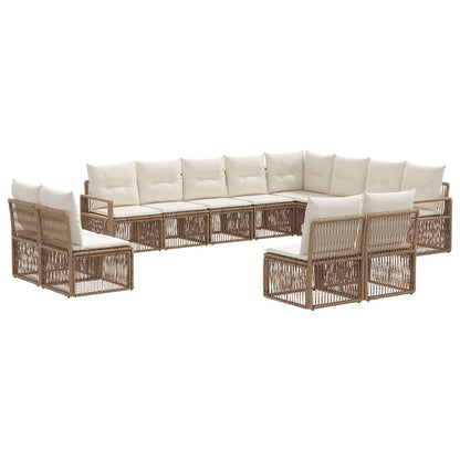 Tuinbankenset 12 pcs Beige poly rattan