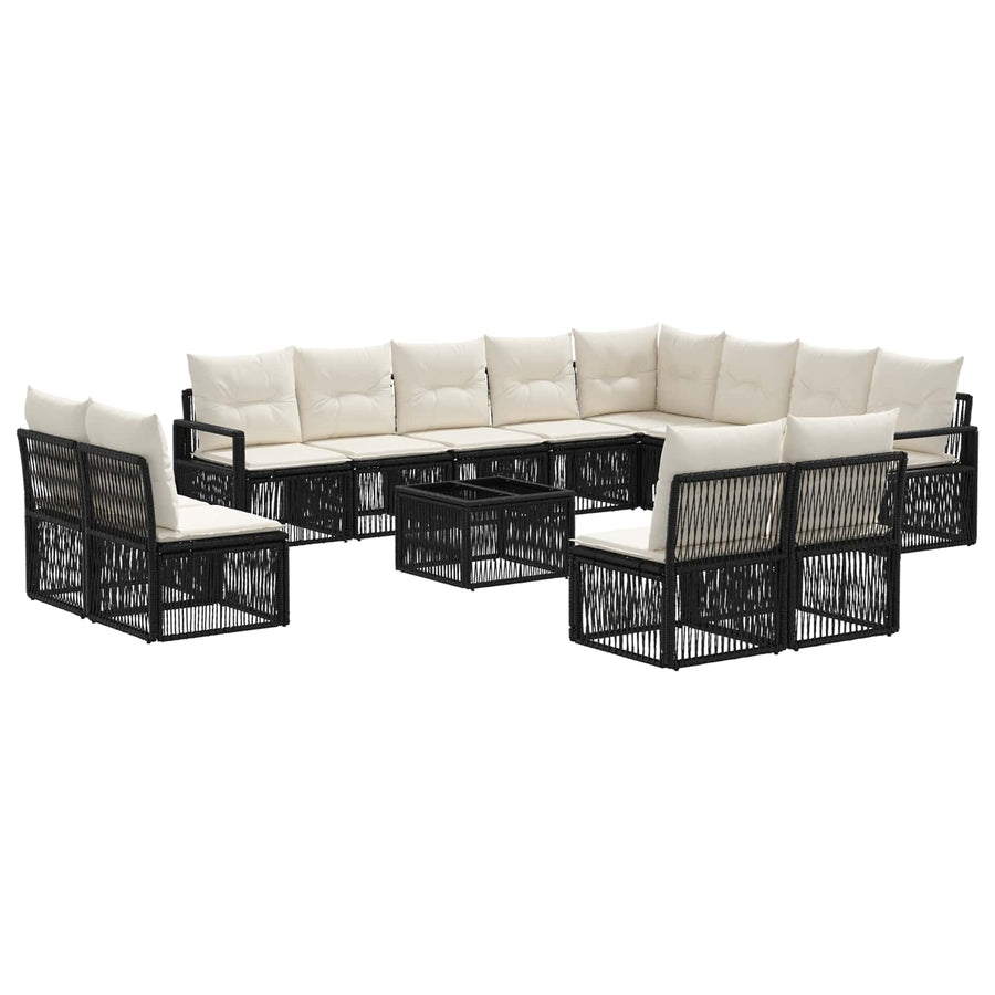 Tuinbankenset 13 pcs Zwart poly rattan