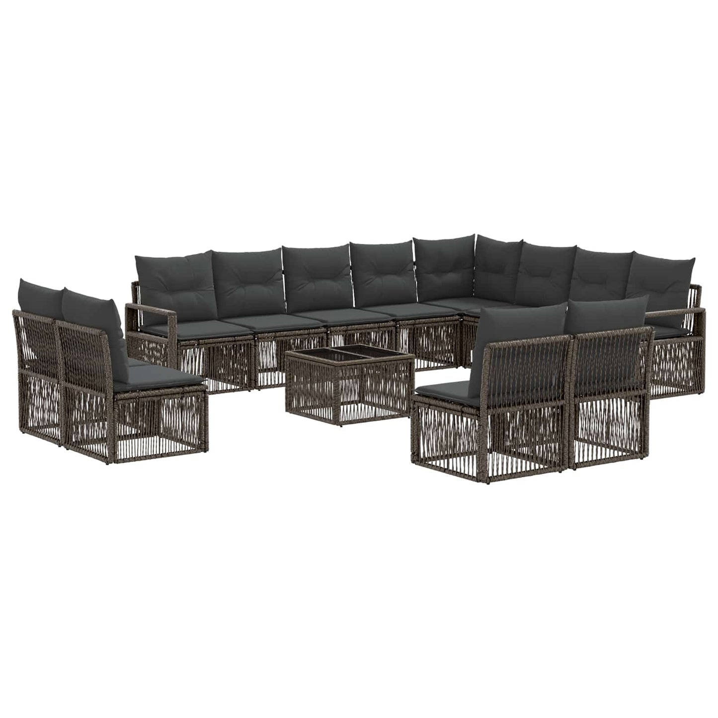 Tuinbankenset 13 pcs Grijs poly rattan