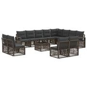 Tuinbankenset poly rattan grijs 13-delig