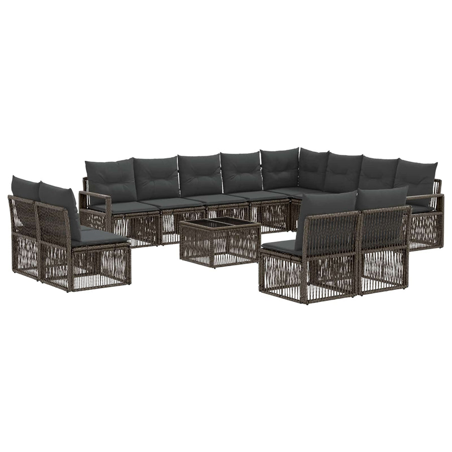 Tuinbankenset 13 pcs Grijs poly rattan