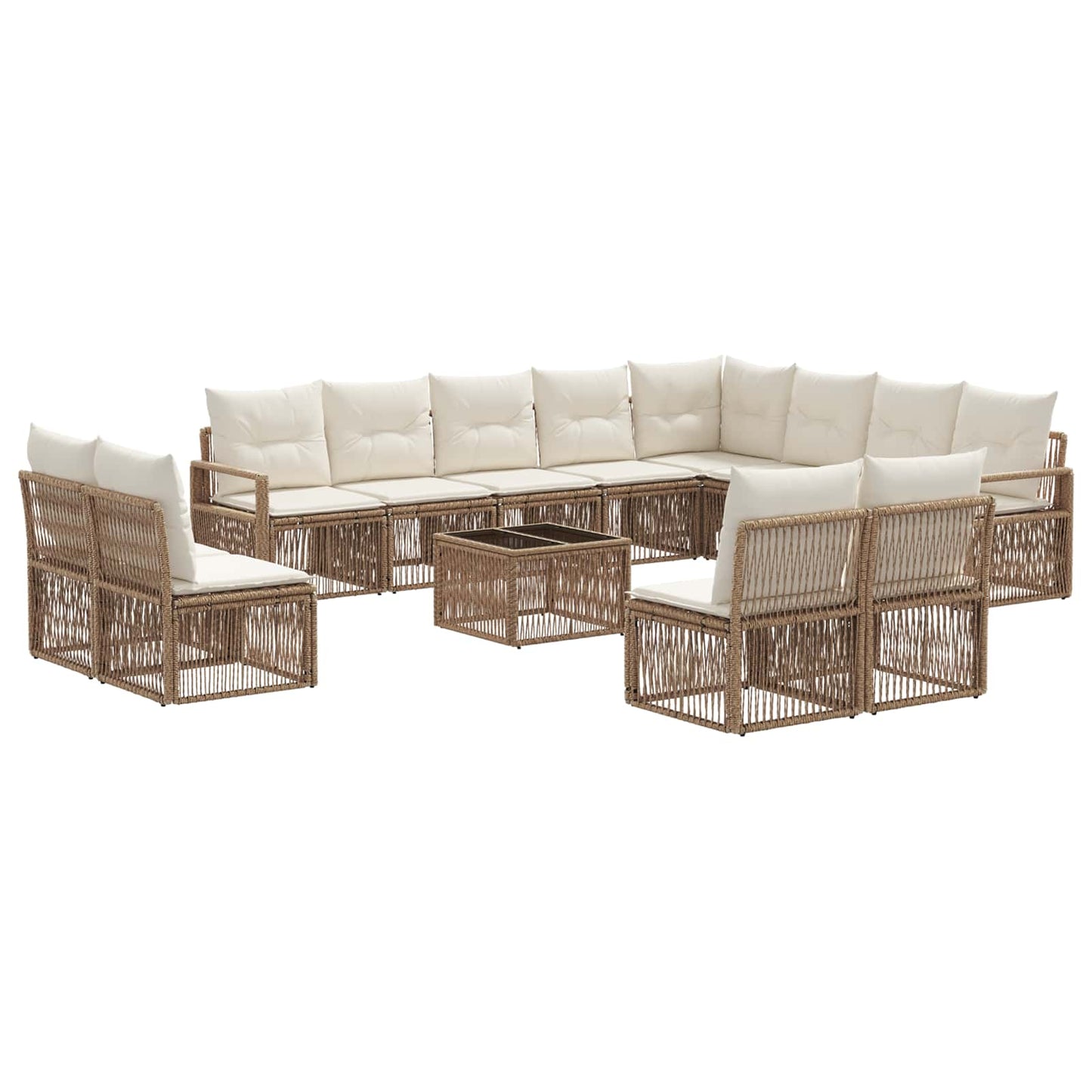 Tuinbankenset 13 pcs Beige poly rattan
