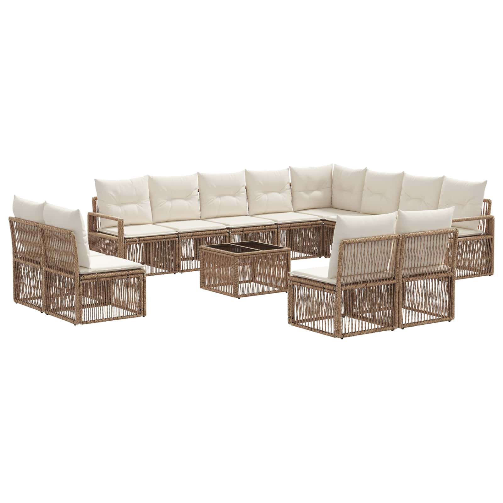 Tuinbankenset 13 pcs Beige poly rattan