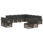 Tuinbankenset poly rattan grijs 13-delig