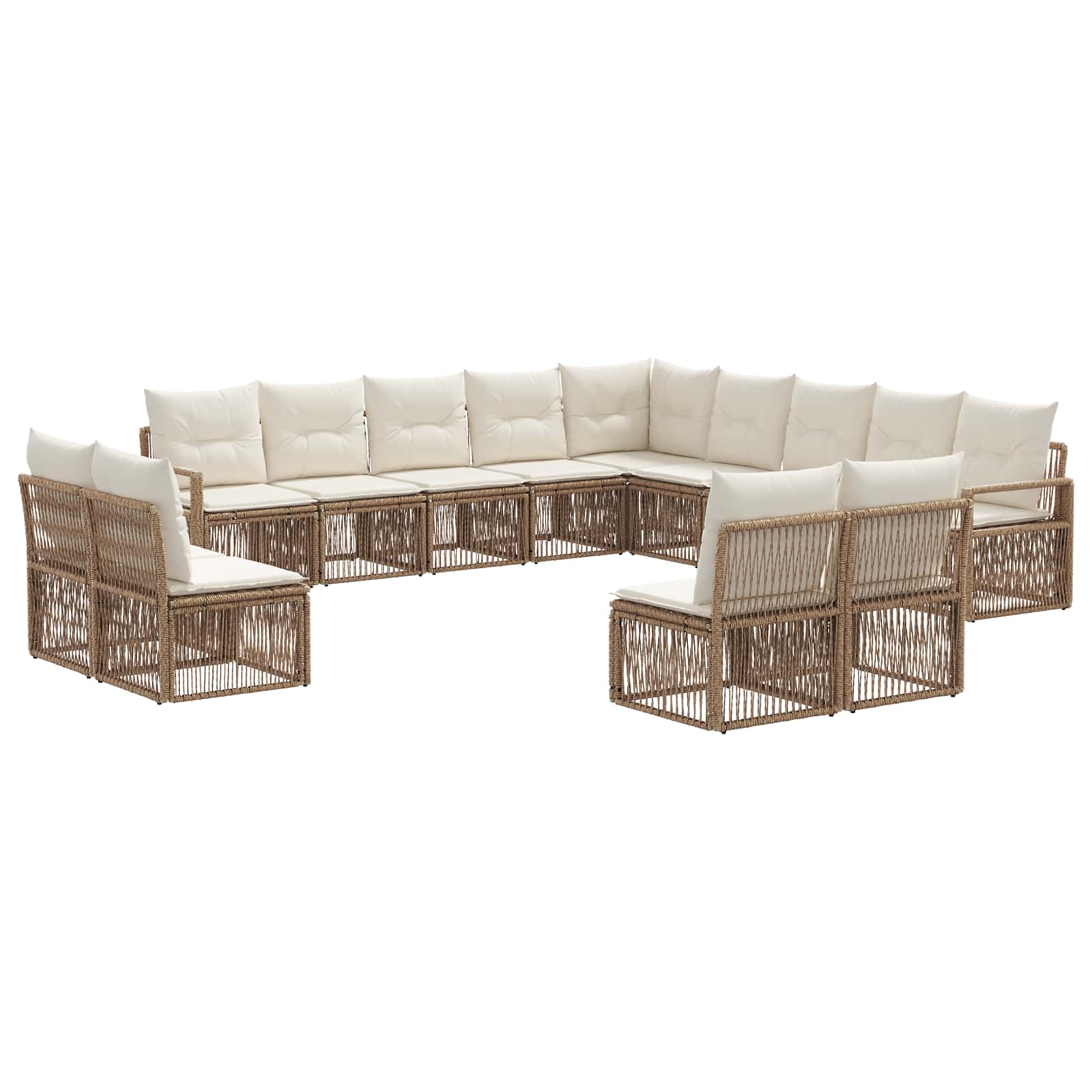 Tuinbankenset 13 pcs Beige poly rattan