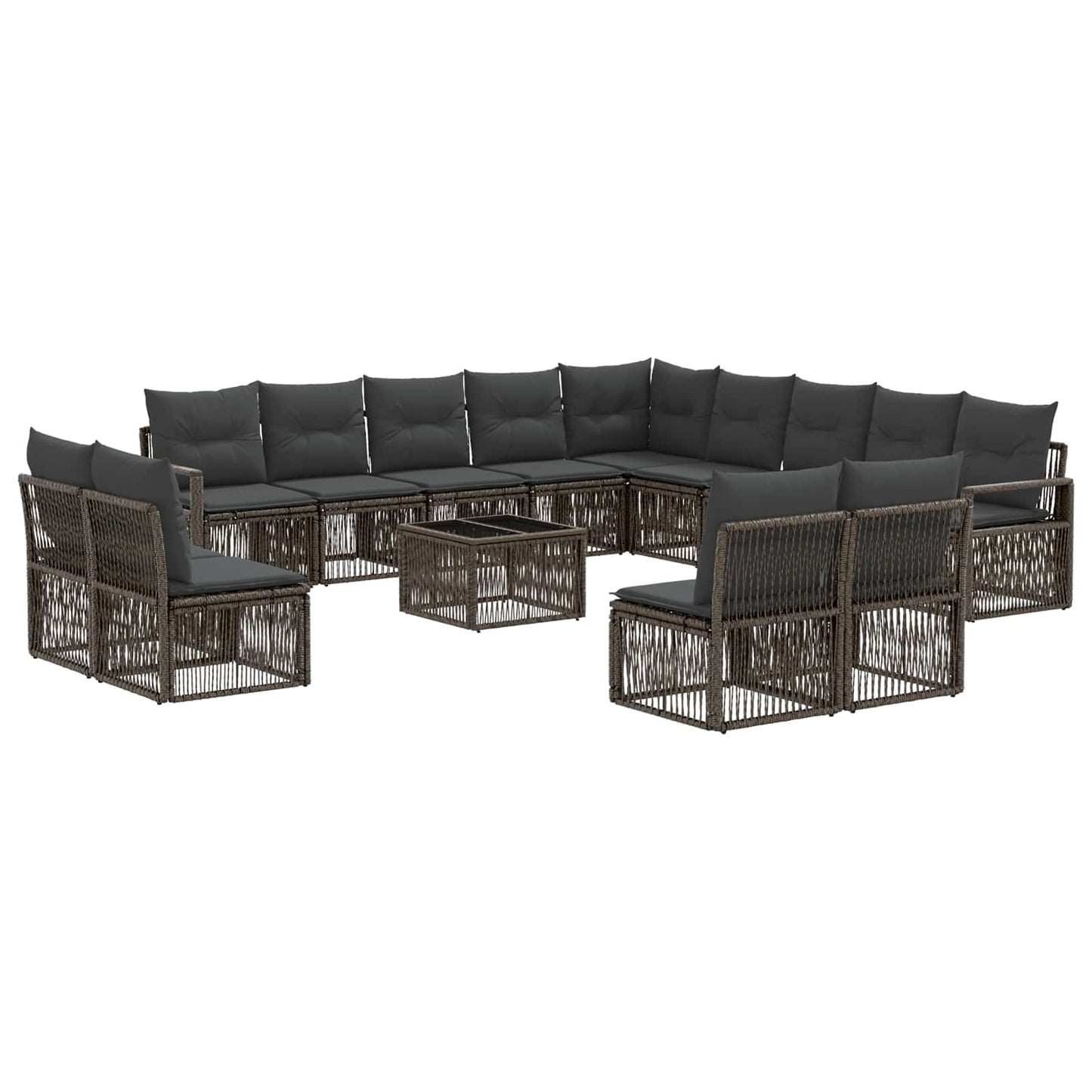 Tuinbankenset 14 pcs Grijs poly rattan
