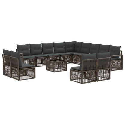 Tuinbankenset 14 pcs Grijs poly rattan