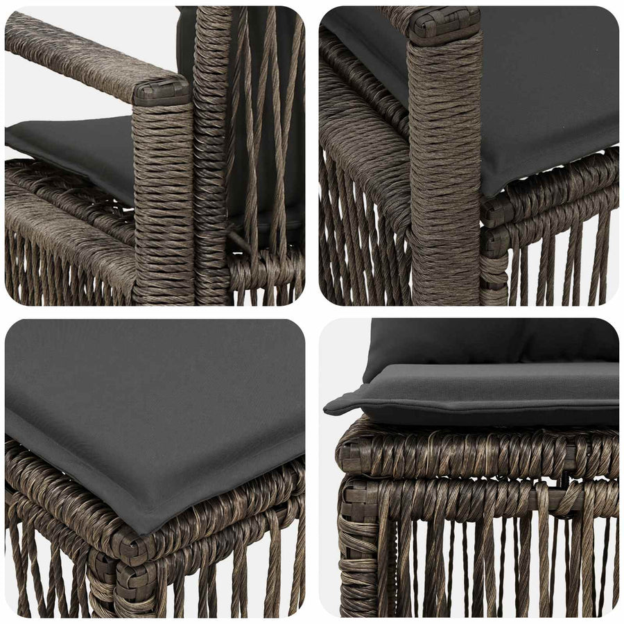 Tuinbankenset 11 pcs Grijs poly rattan