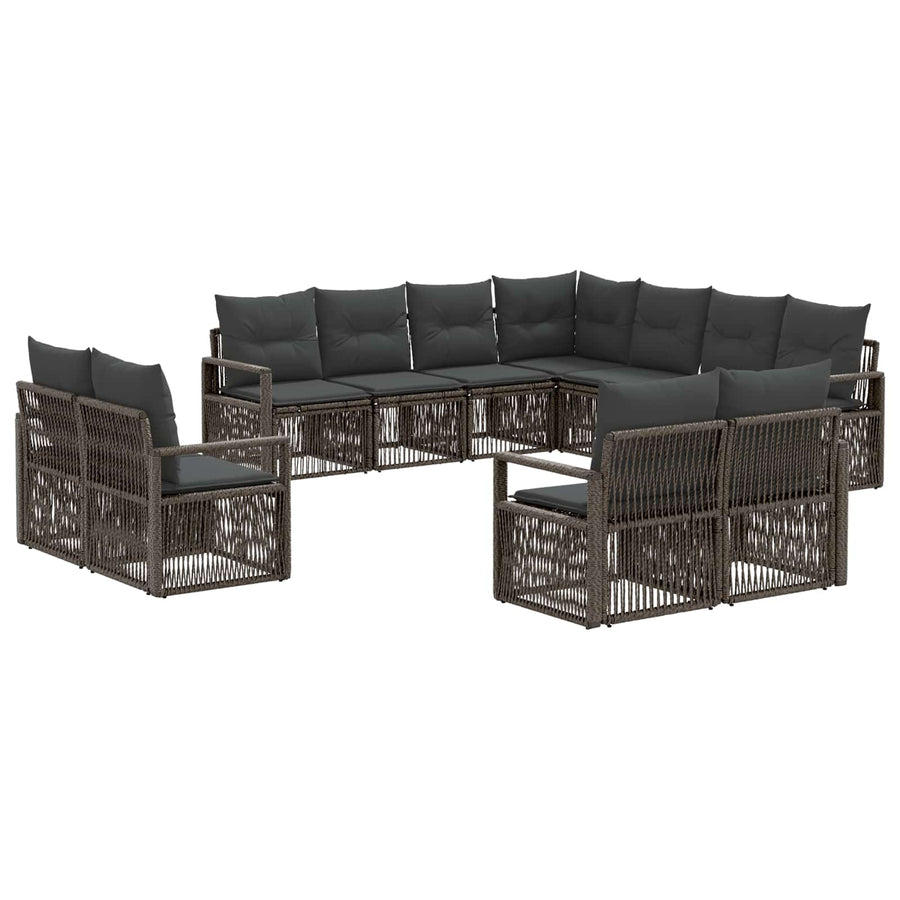 Tuinbankenset 11 pcs Grijs poly rattan