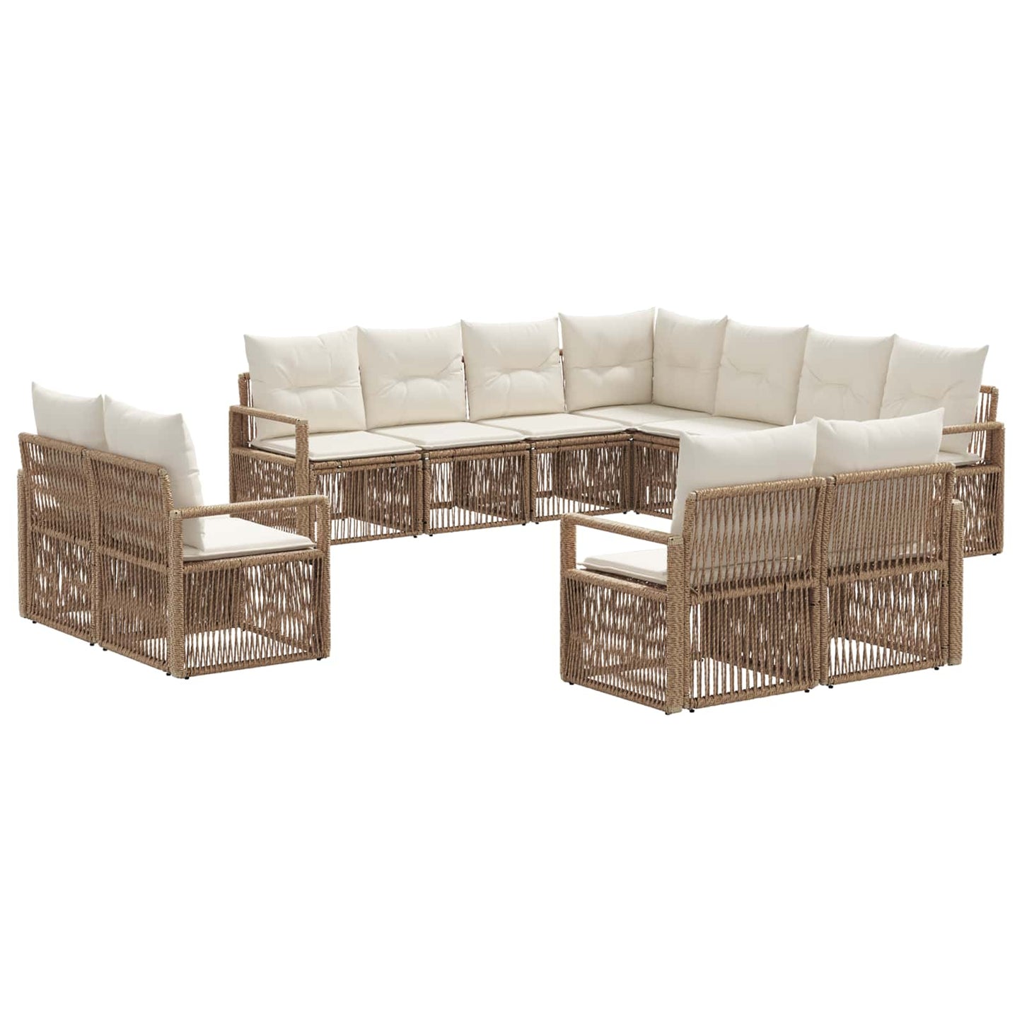 Tuinbankenset 11 pcs Beige poly rattan