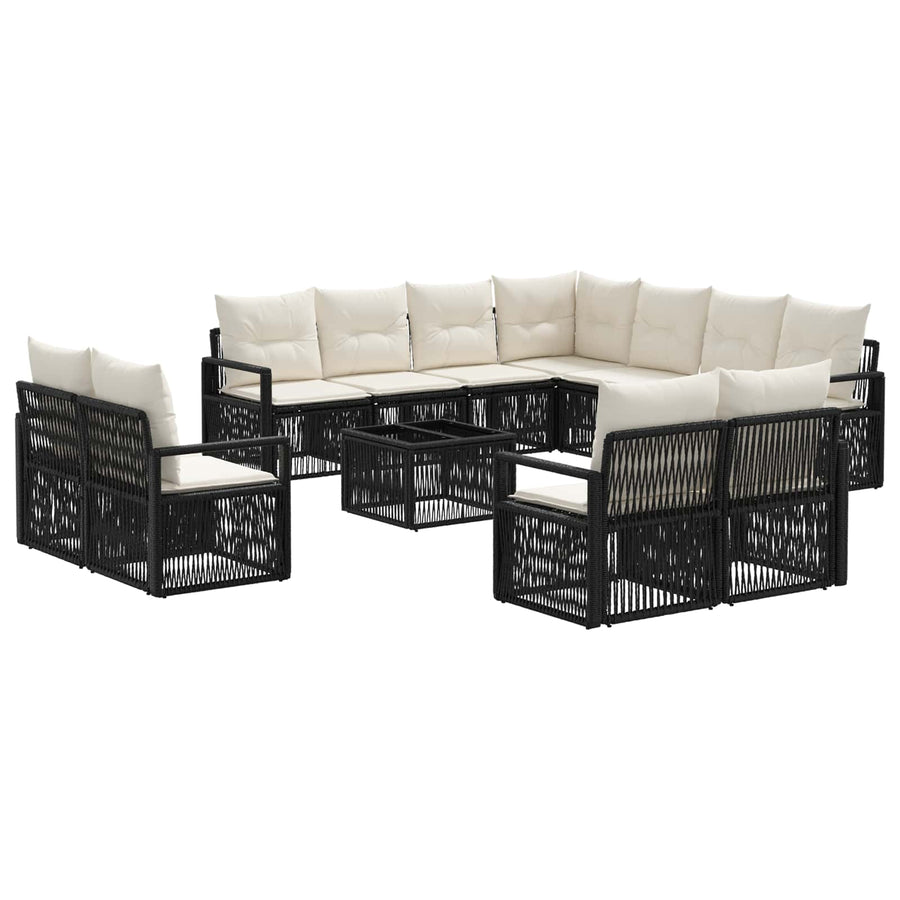 Tuinbankenset 12 pcs Zwart poly rattan