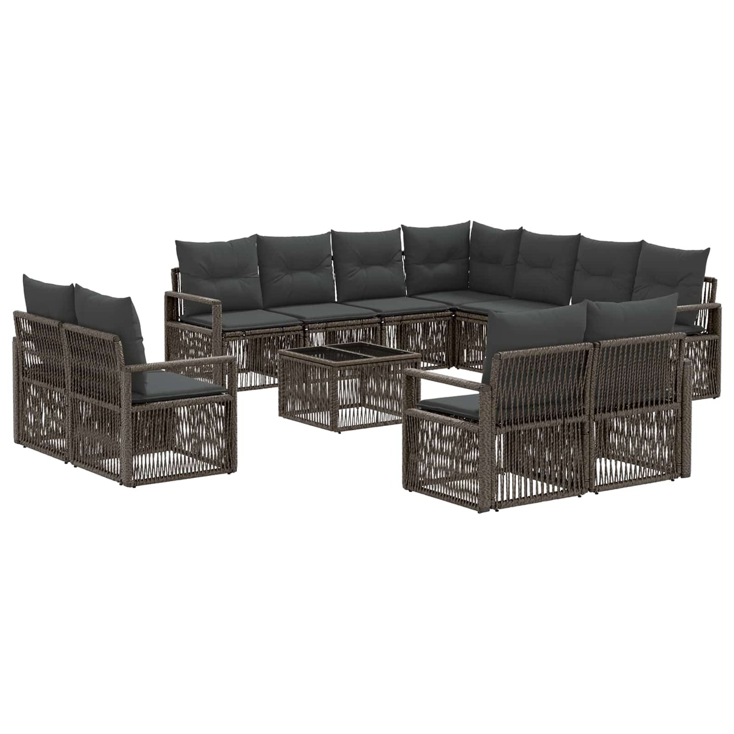 Tuinbankenset 12 pcs Grijs poly rattan