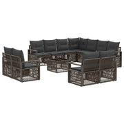 Tuinbankenset poly rattan grijs 12-delig