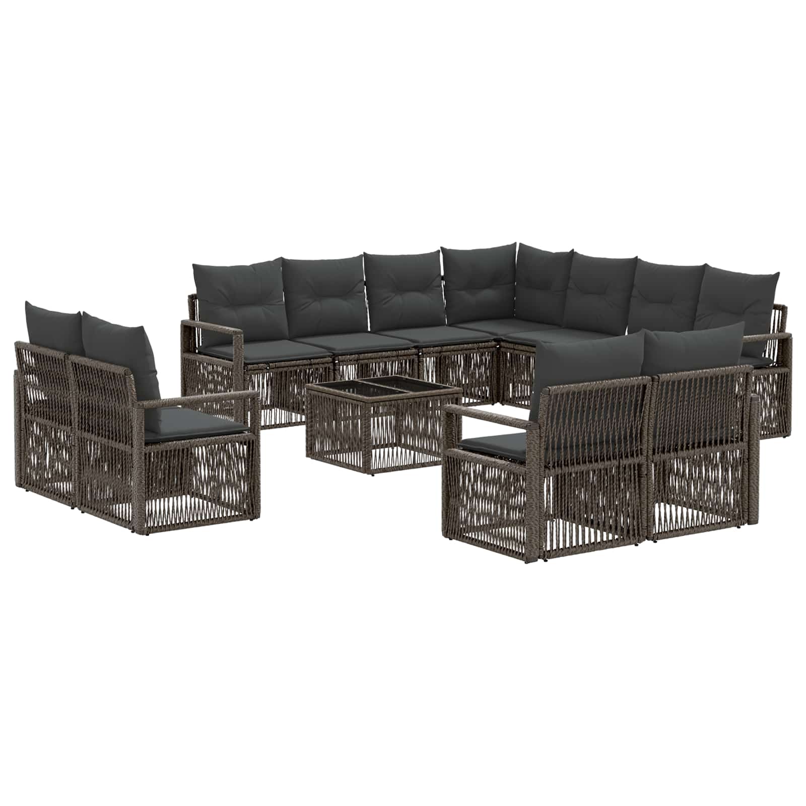 Tuinbankenset 12 pcs Grijs poly rattan