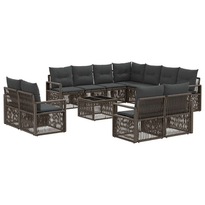 Tuinbankenset 12 pcs Grijs poly rattan