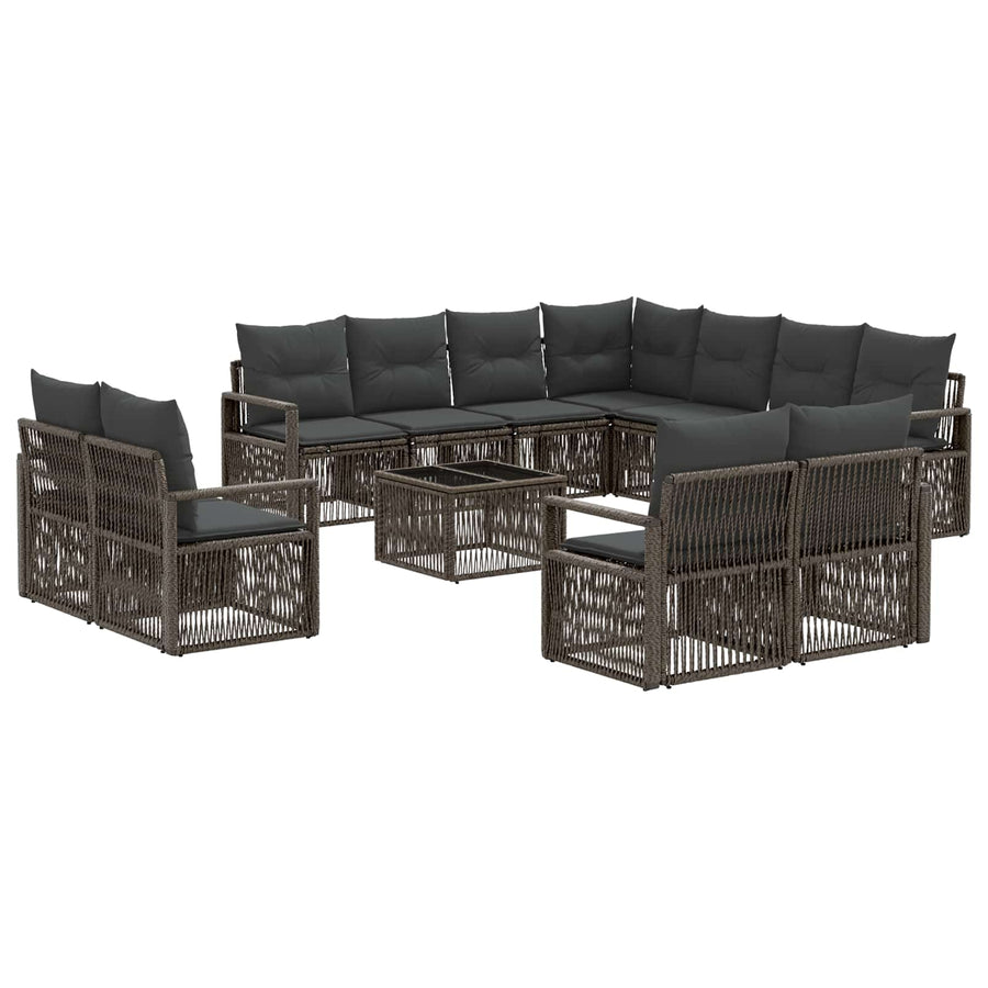 Tuinbankenset 12 pcs Grijs poly rattan