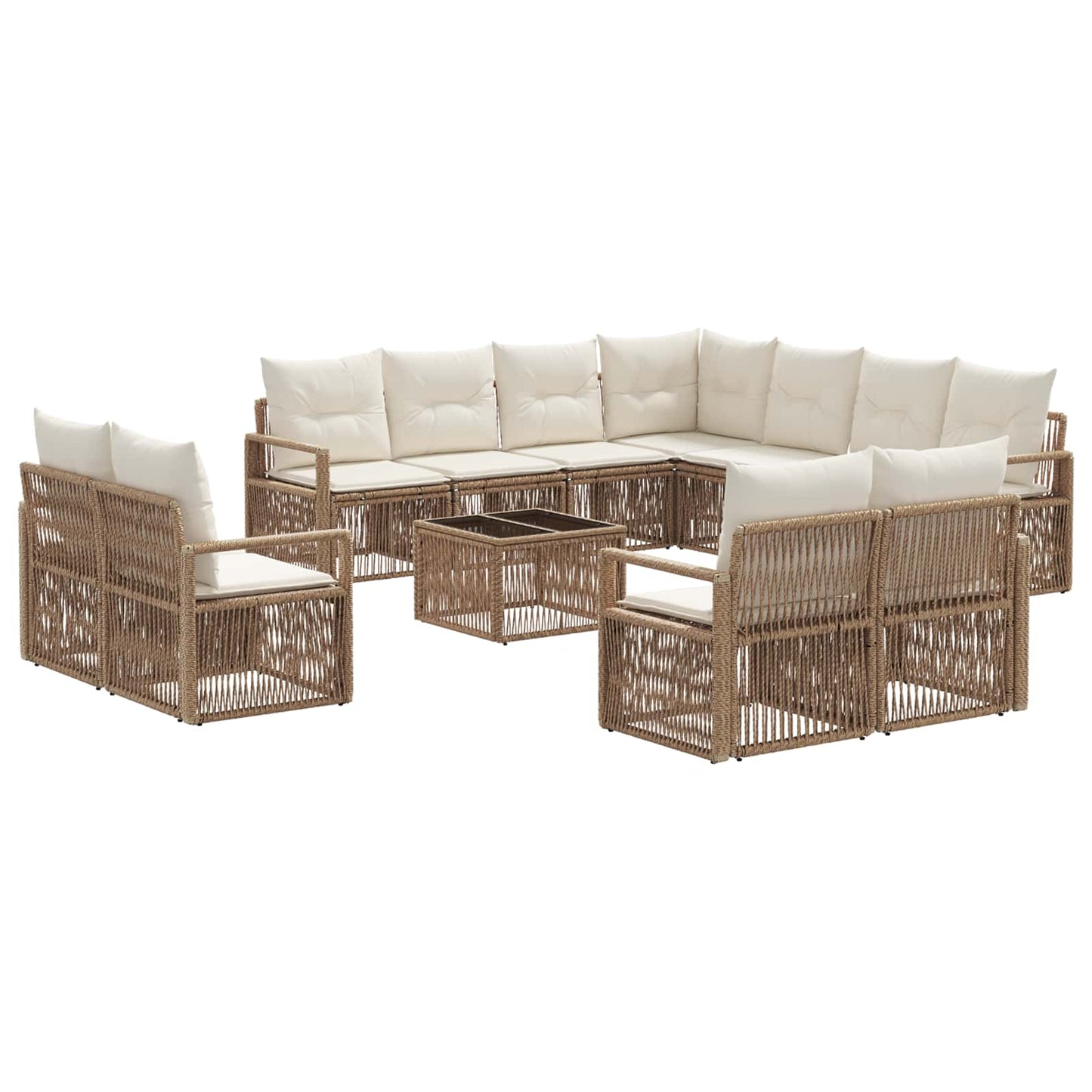 Tuinbankenset 12 pcs Beige poly rattan