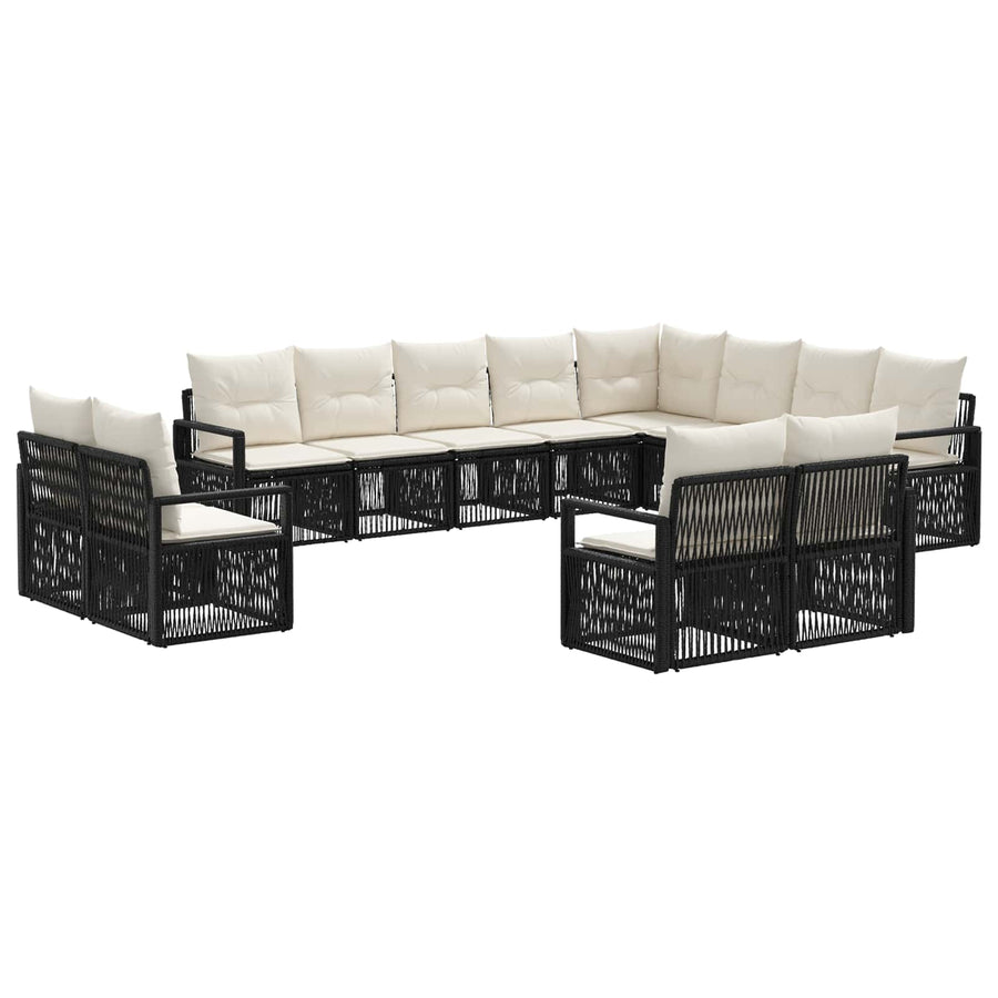 Tuinbankenset 12 pcs Zwart poly rattan