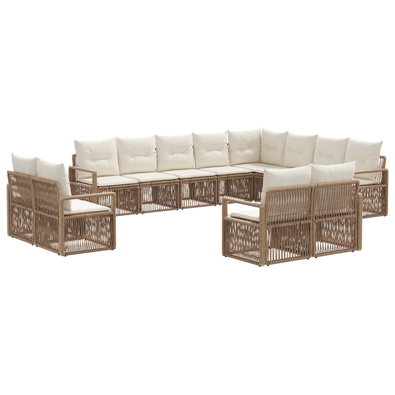 Tuinbankenset 12 pcs Beige poly rattan