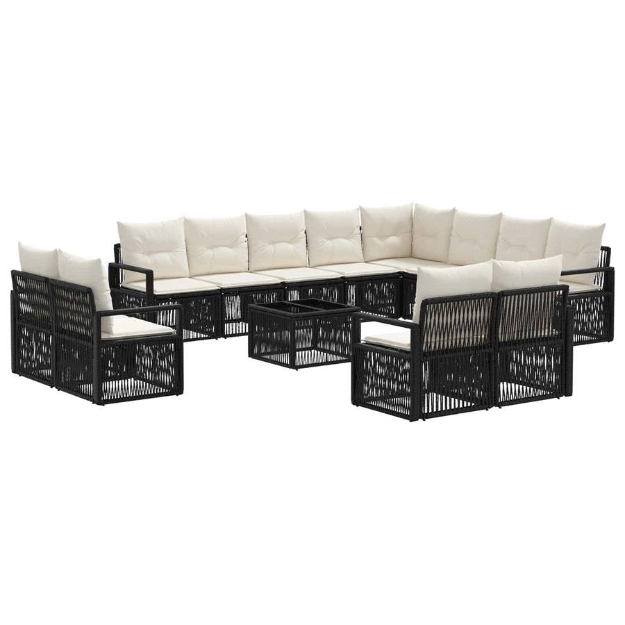 Tuinbankenset 13 pcs Zwart poly rattan