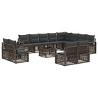 Garden Bench Set 13 pcs Grey poly rattan
