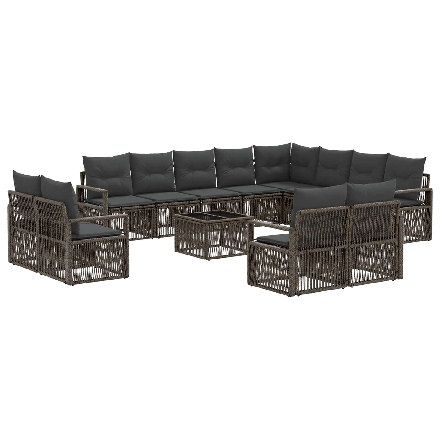 Tuinbankenset 13 pcs Grijs poly rattan