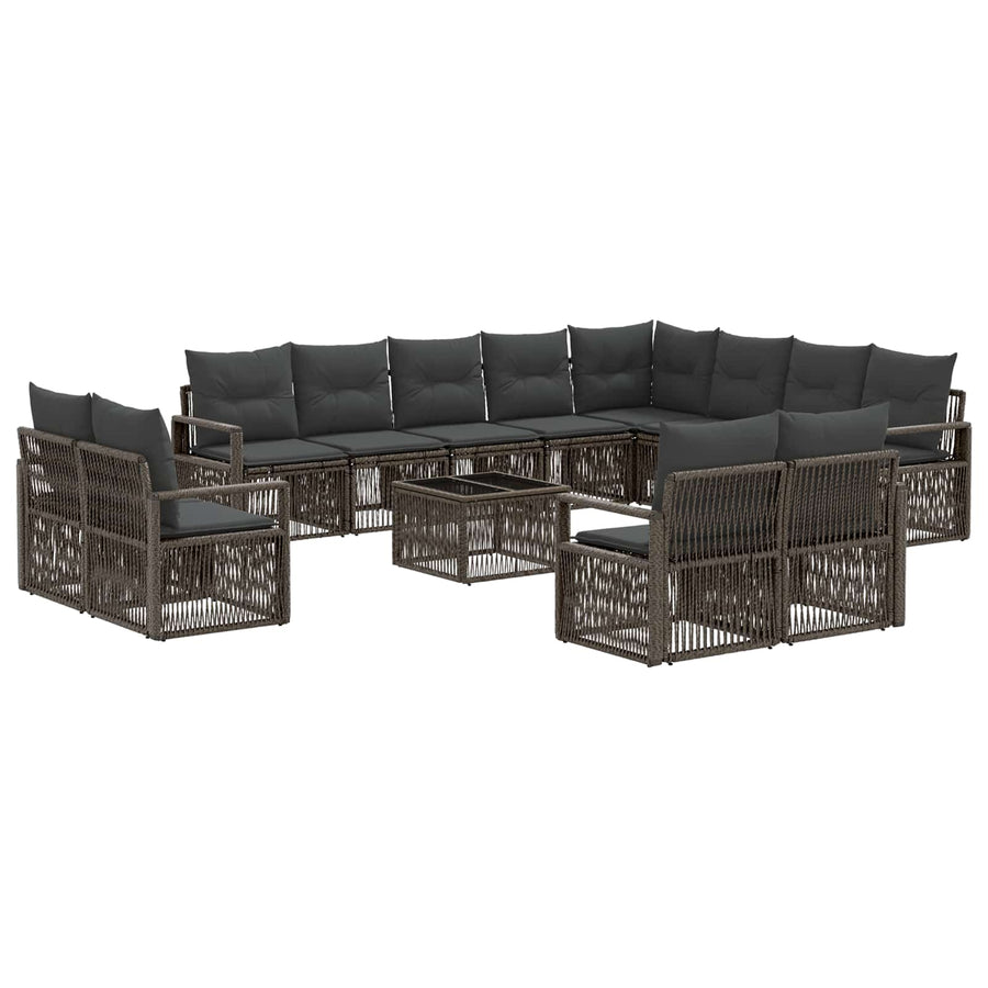 Tuinbankenset 13 pcs Grijs poly rattan