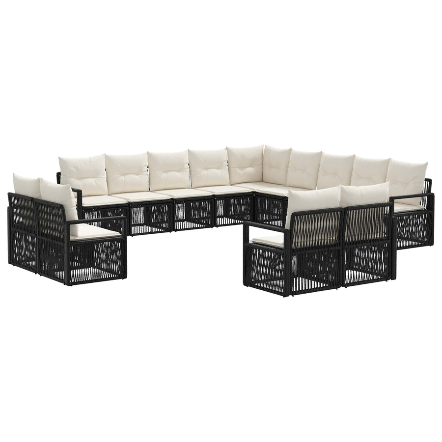 Tuinbankenset 13 pcs Zwart poly rattan