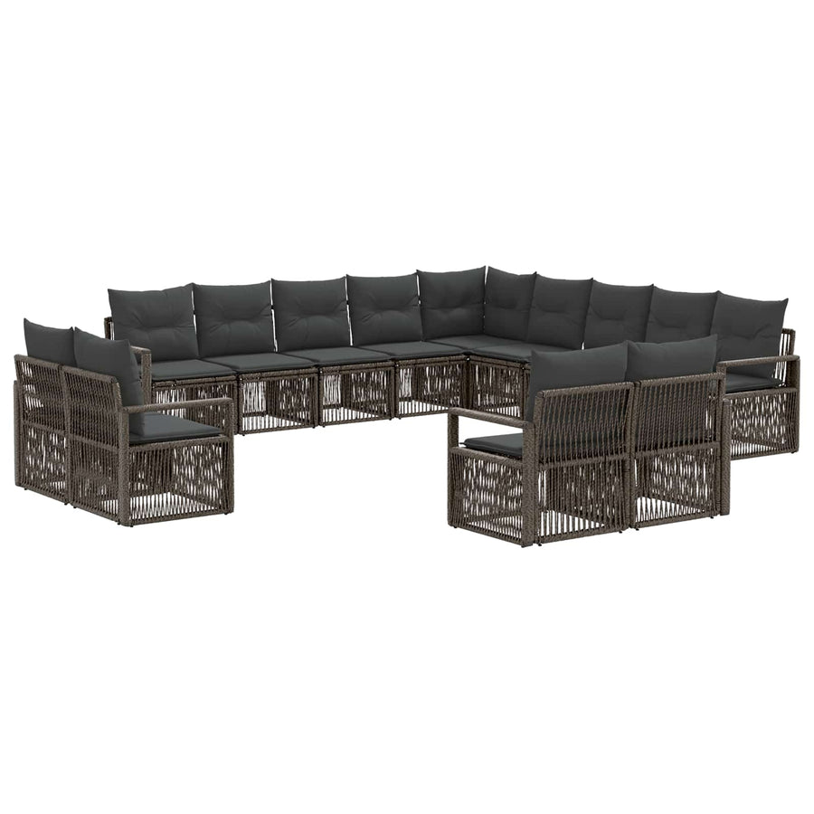 Tuinbankenset 13 pcs Grijs poly rattan