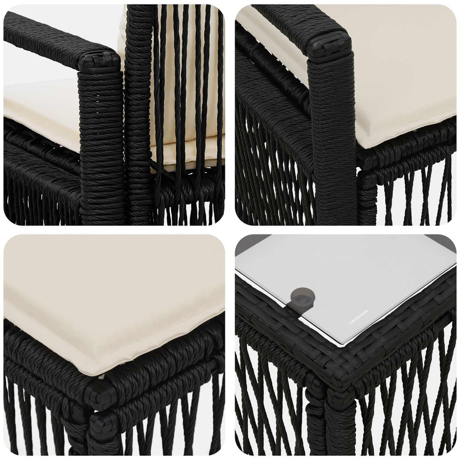 Tuinbankenset 14 pcs Zwart poly rattan
