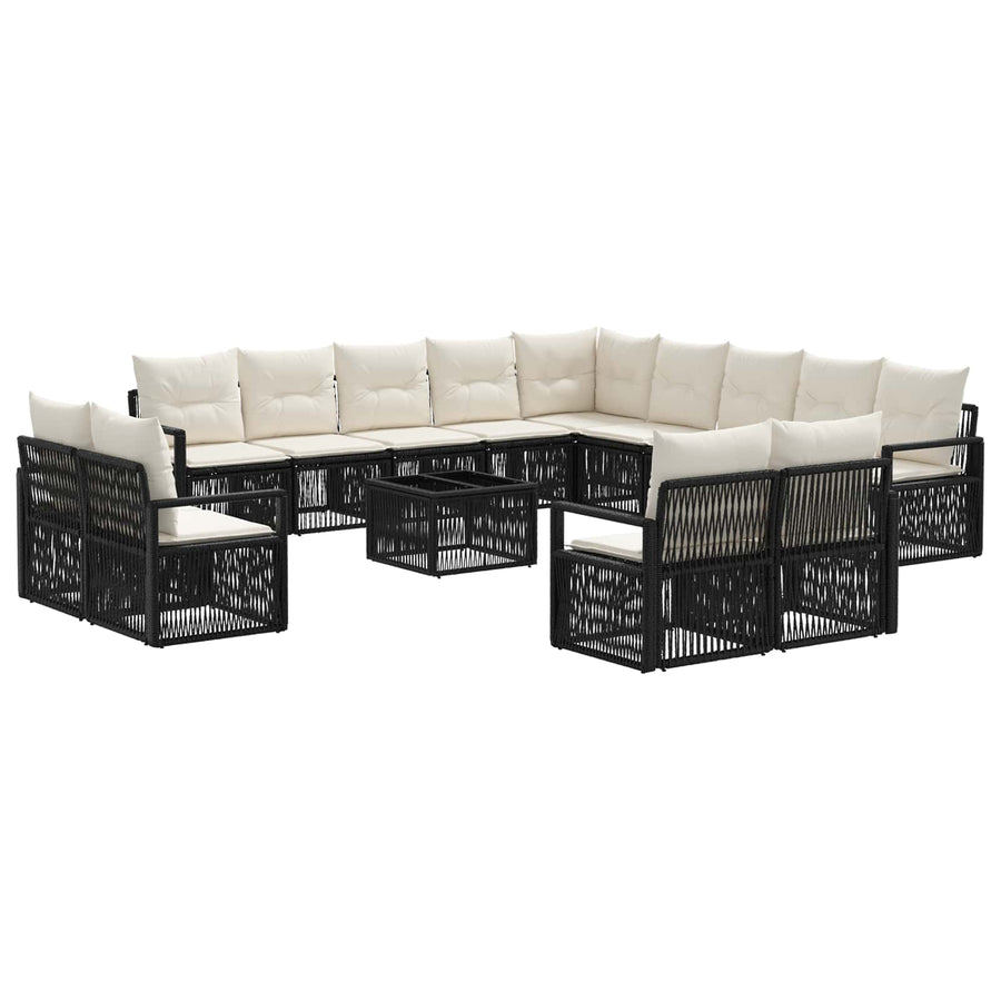 Tuinbankenset 14 pcs Zwart poly rattan