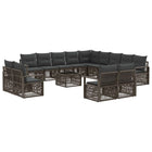 Garden lounge set 14 pcs Grey poly rattan