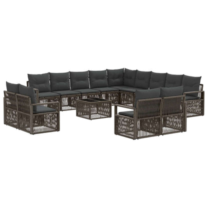 Tuinbankenset 14 pcs Grijs poly rattan