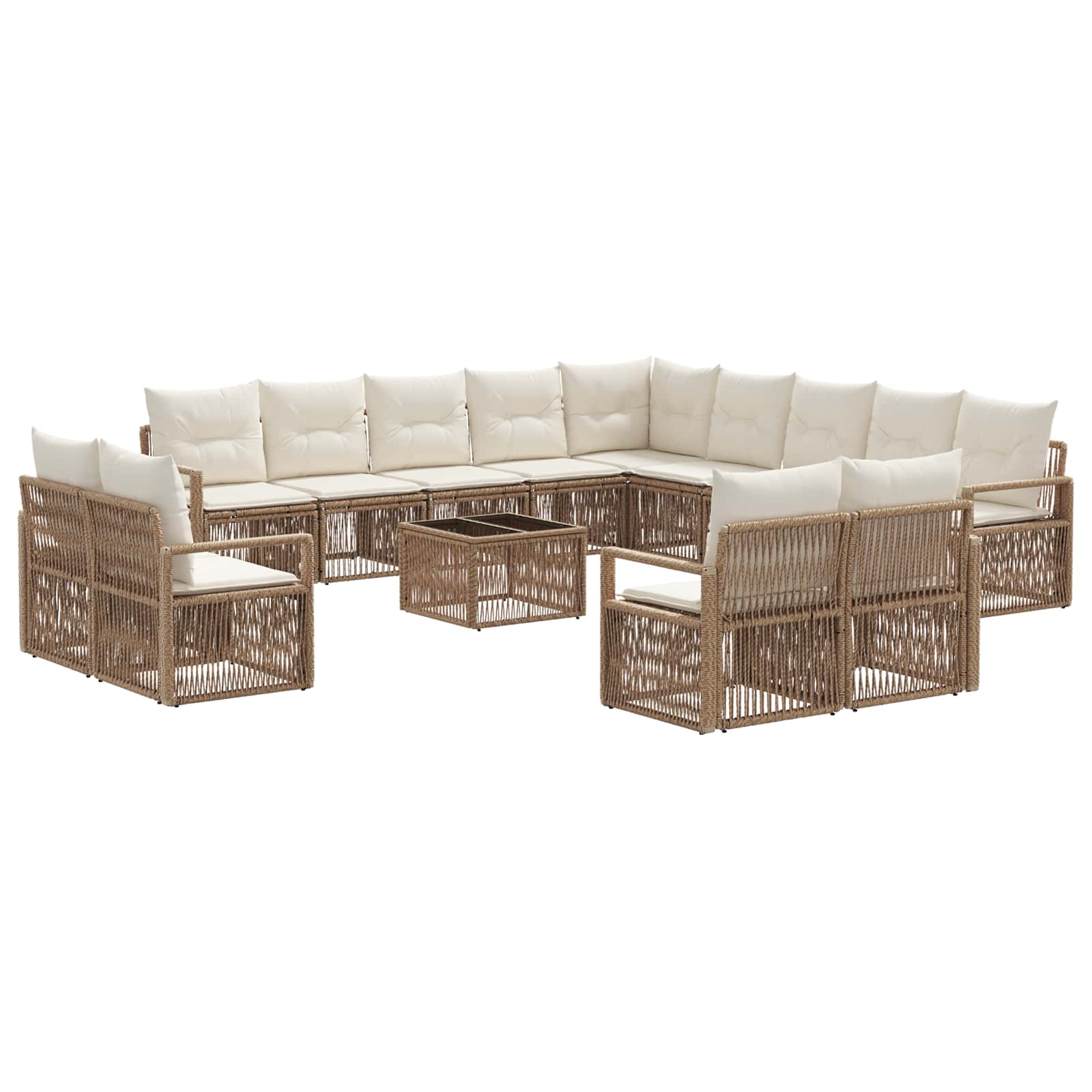 Tuinbankenset 14 pcs Beige poly rattan