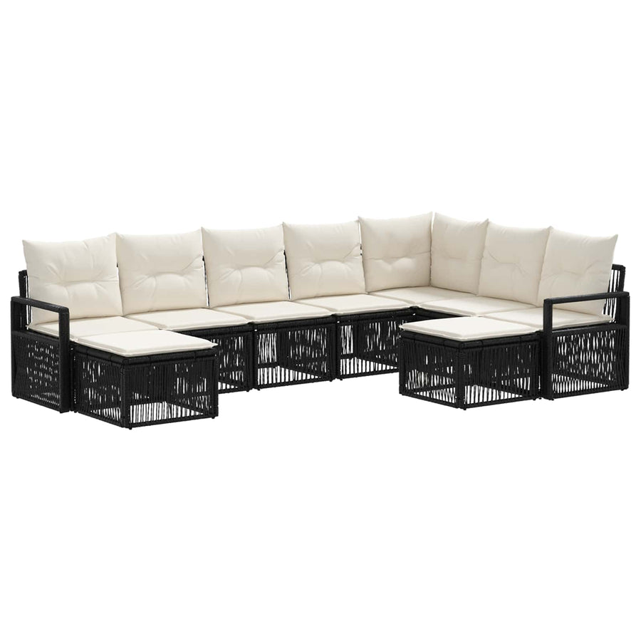 Tuinbankenset 9 pcs Zwart poly rattan