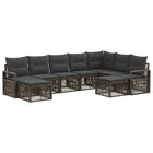Tuinbankenset poly rattan grijs 9-delig