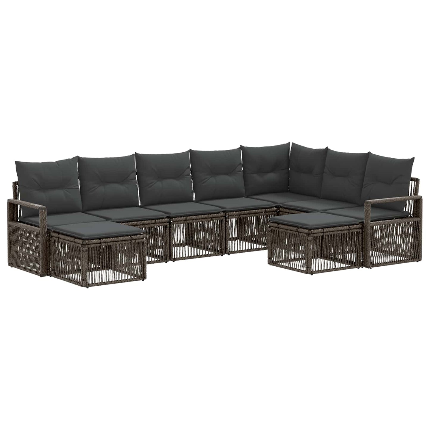 Tuinbankenset 9 pcs Grijs poly rattan