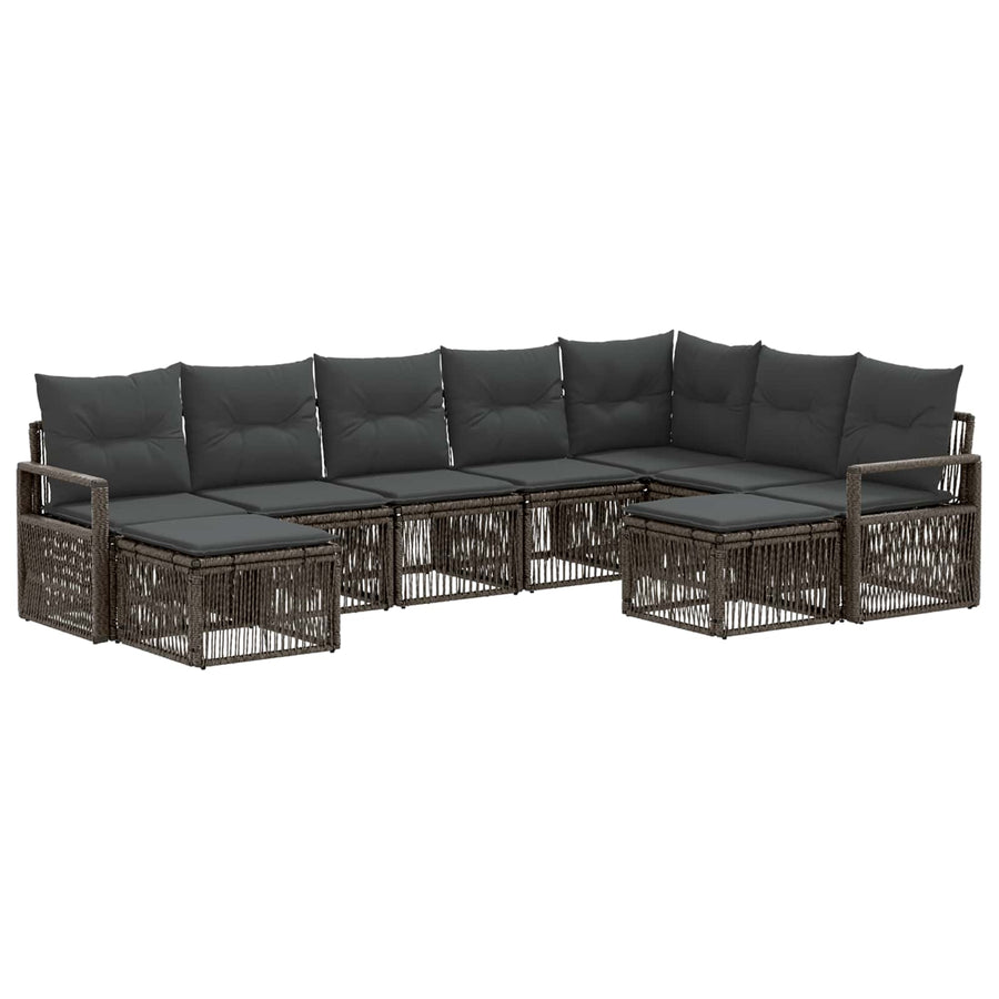 Tuinbankenset 9 pcs Grijs poly rattan